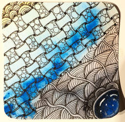 zentangle gem - blue web II