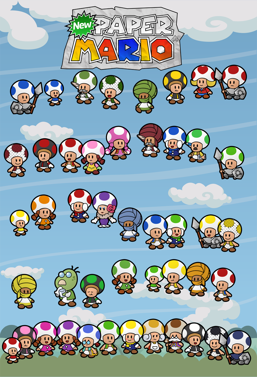 Toad Mario Rope Deviantart New Paper Mario 45 Toads by Nelde on DeviantArt