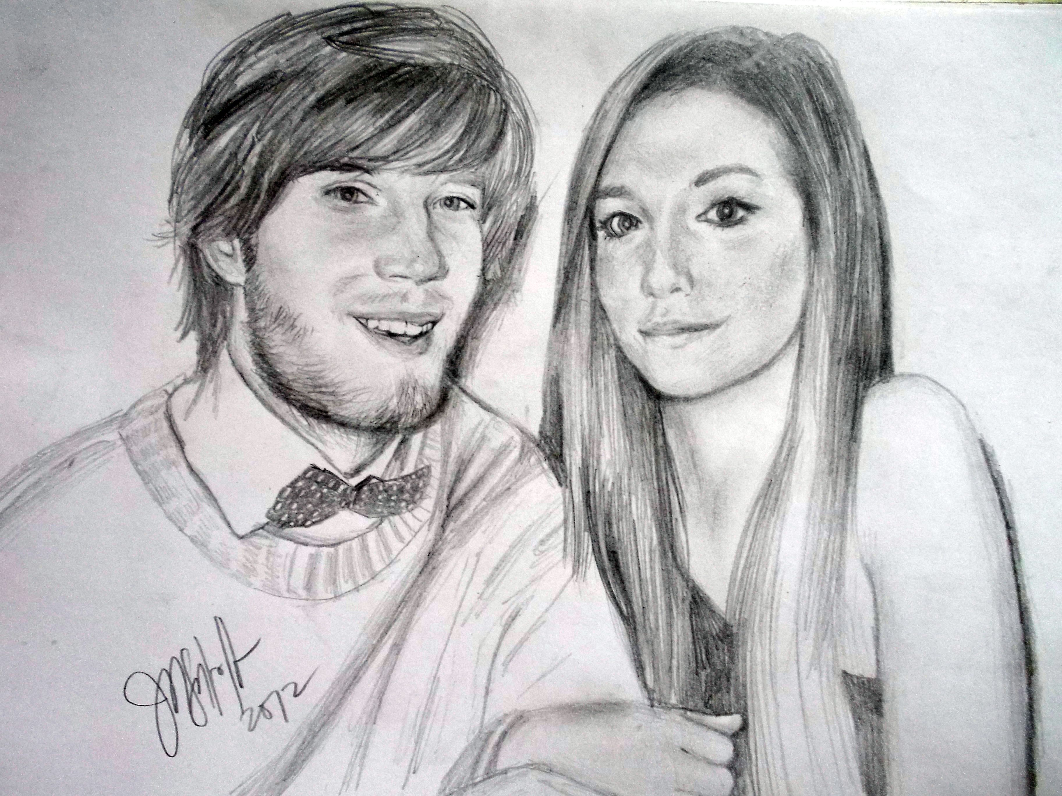 PewDiePe and CutiePieMarzia Portait Sketch