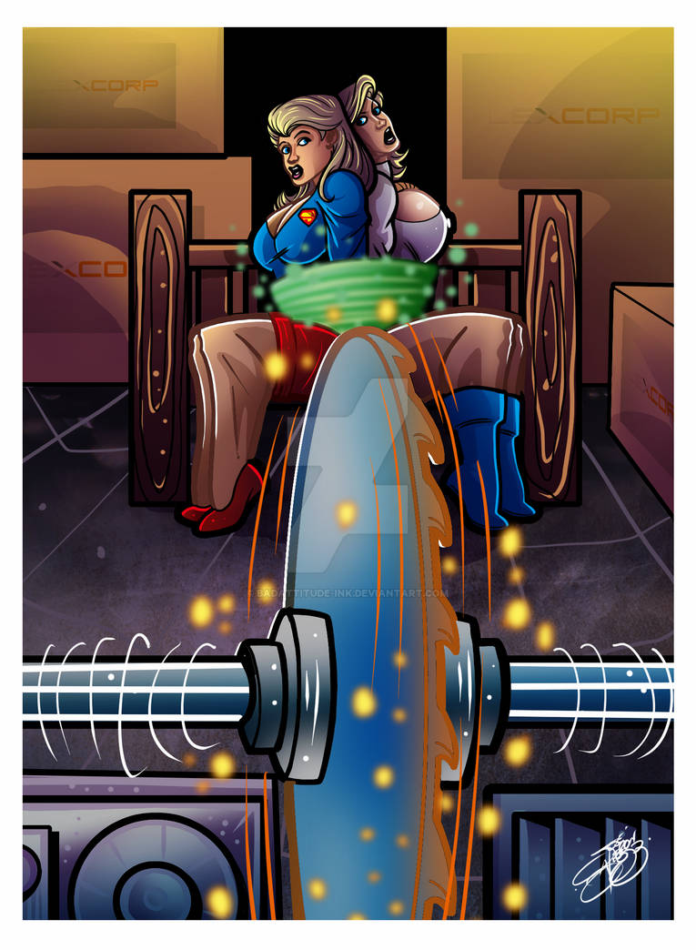 Deviantart Pendulum Peril Super Girl And Power Girl in Peril ! by BadAttitude-Ink on DeviantArt