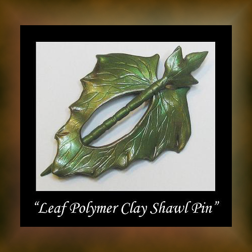 Polymer Clay Leaf Shawl Pin