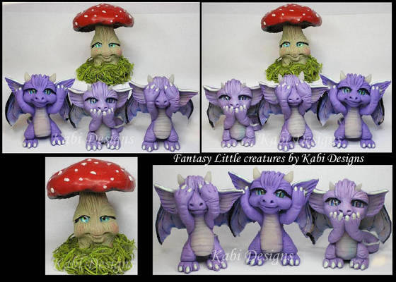 Handmade Polymer clay Wise Dragons