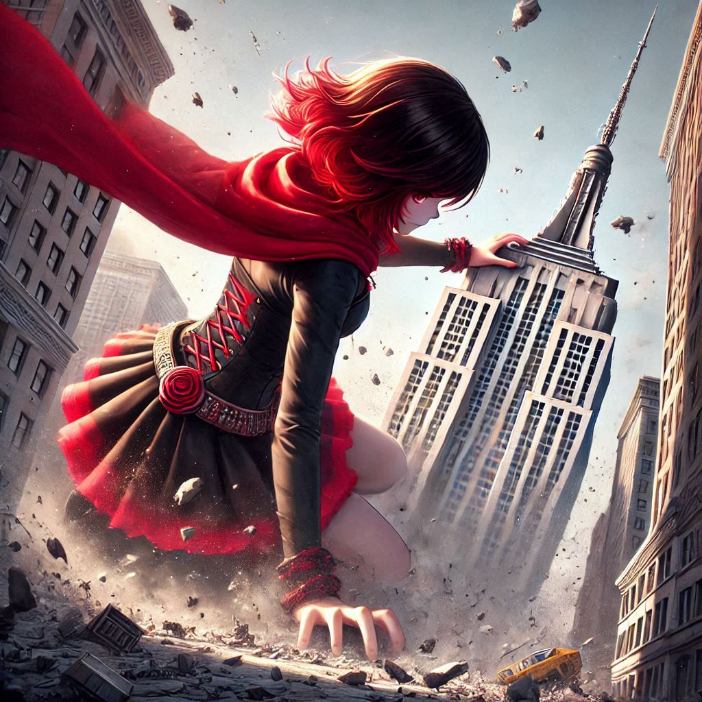 Giantess Ruby falling back by Memesrus1234 on DeviantArt