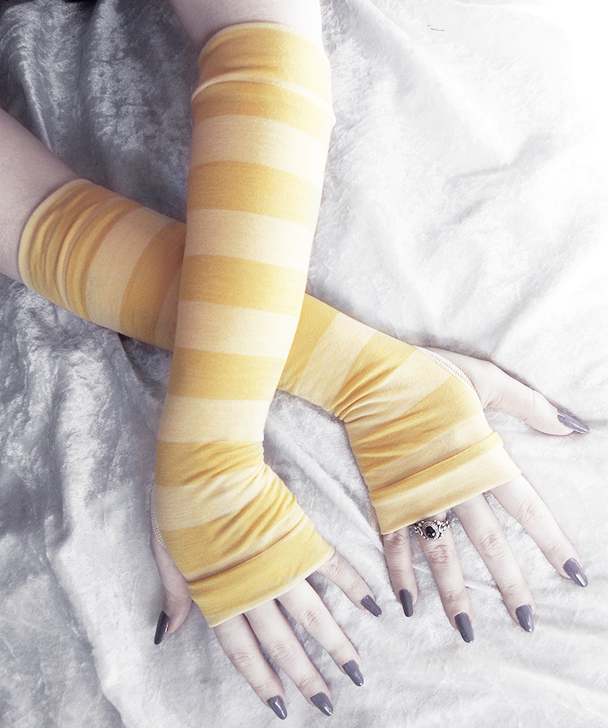 Mustard Yellow Striped Arm Warmers