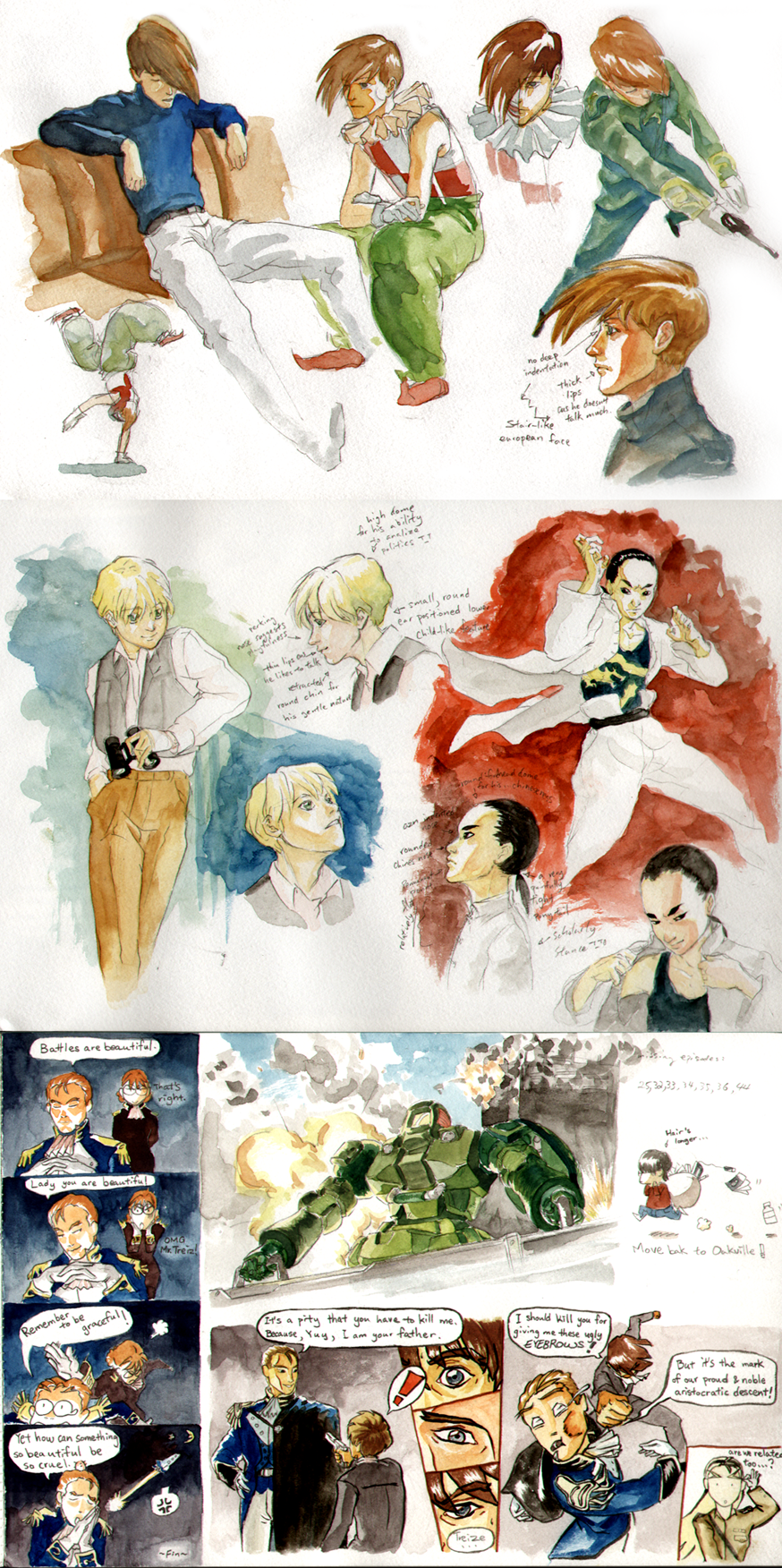 GundamW watercolour scribbles