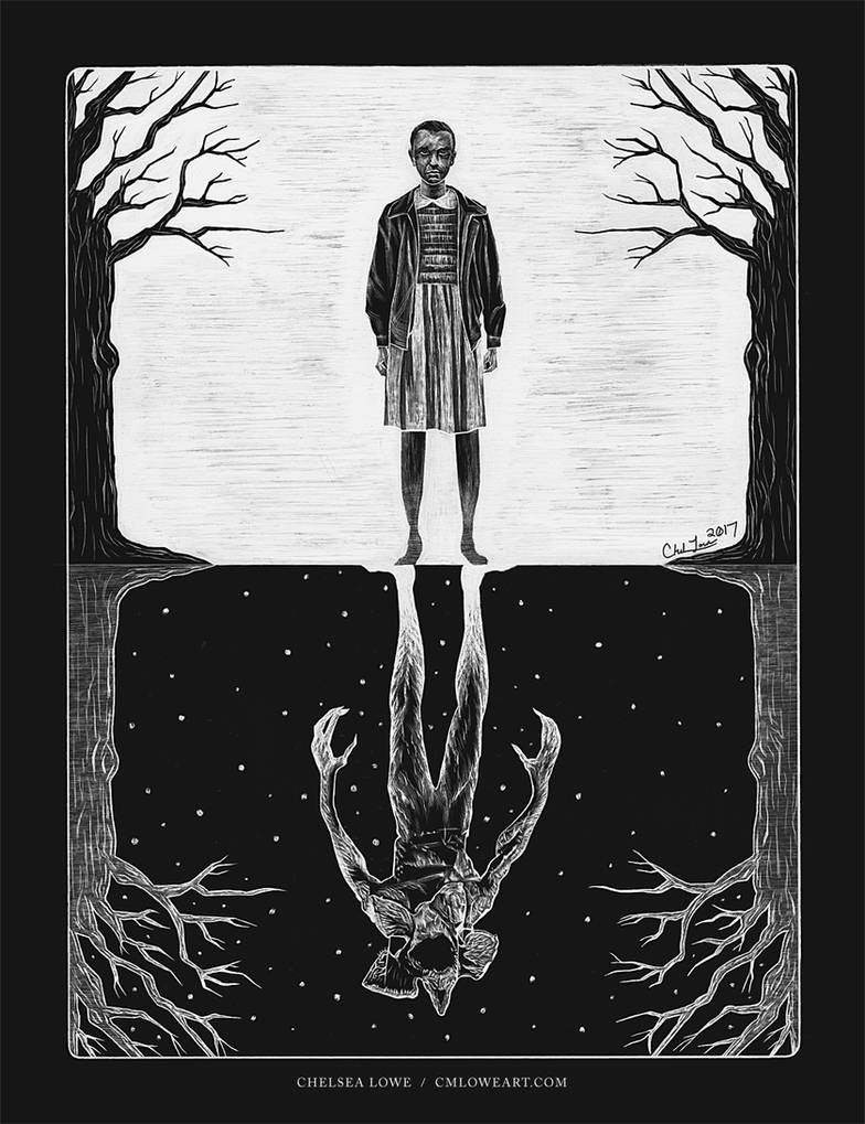 Stranger Things scratchboard by cmloweart