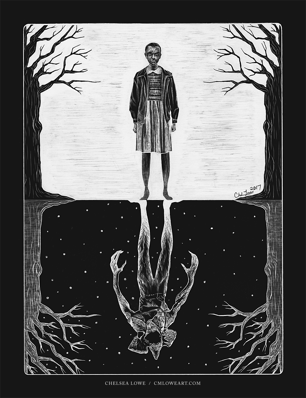 Stranger Things scratchboard by cmloweart