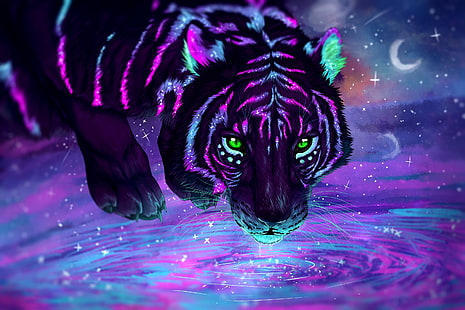 Galaxy/Neon Tiger - Digital Art Wallpaper by simonesheri1 on DeviantArt
