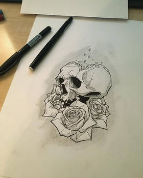 skull and roses