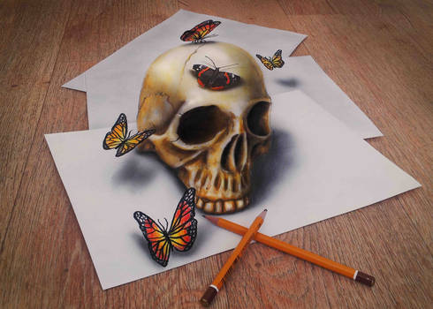 Skull and Butterflies