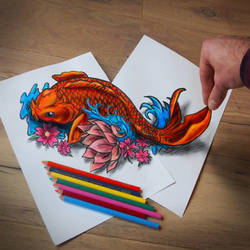 3d Koi tattoo drawing