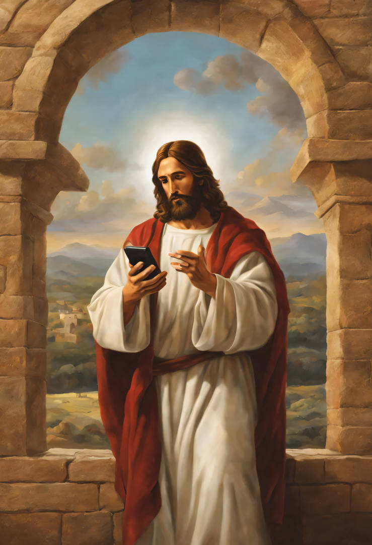 Jesus Using Phone Jesus using a Cell Phone by rogbrinas on DeviantArt