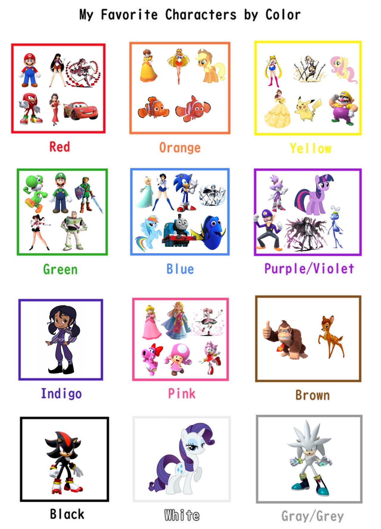 All Characters Color My Favorite Characters By Colors by RamiroCalderonIV on DeviantArt