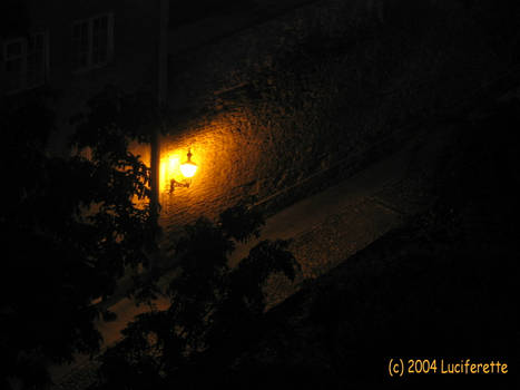 Lonely lantern in the dark