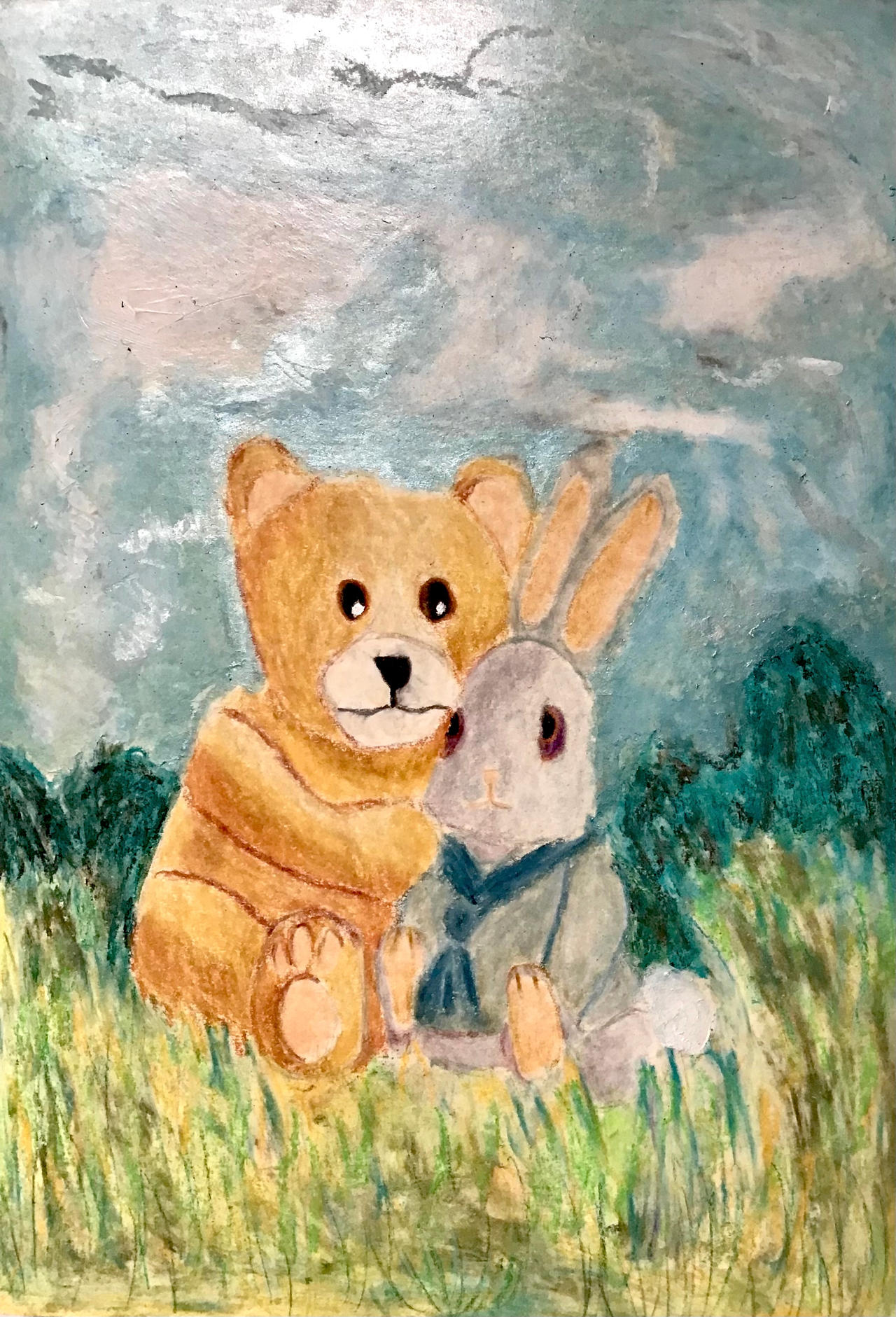 Teddy and Rabbit Hug by I3asti0n on DeviantArt