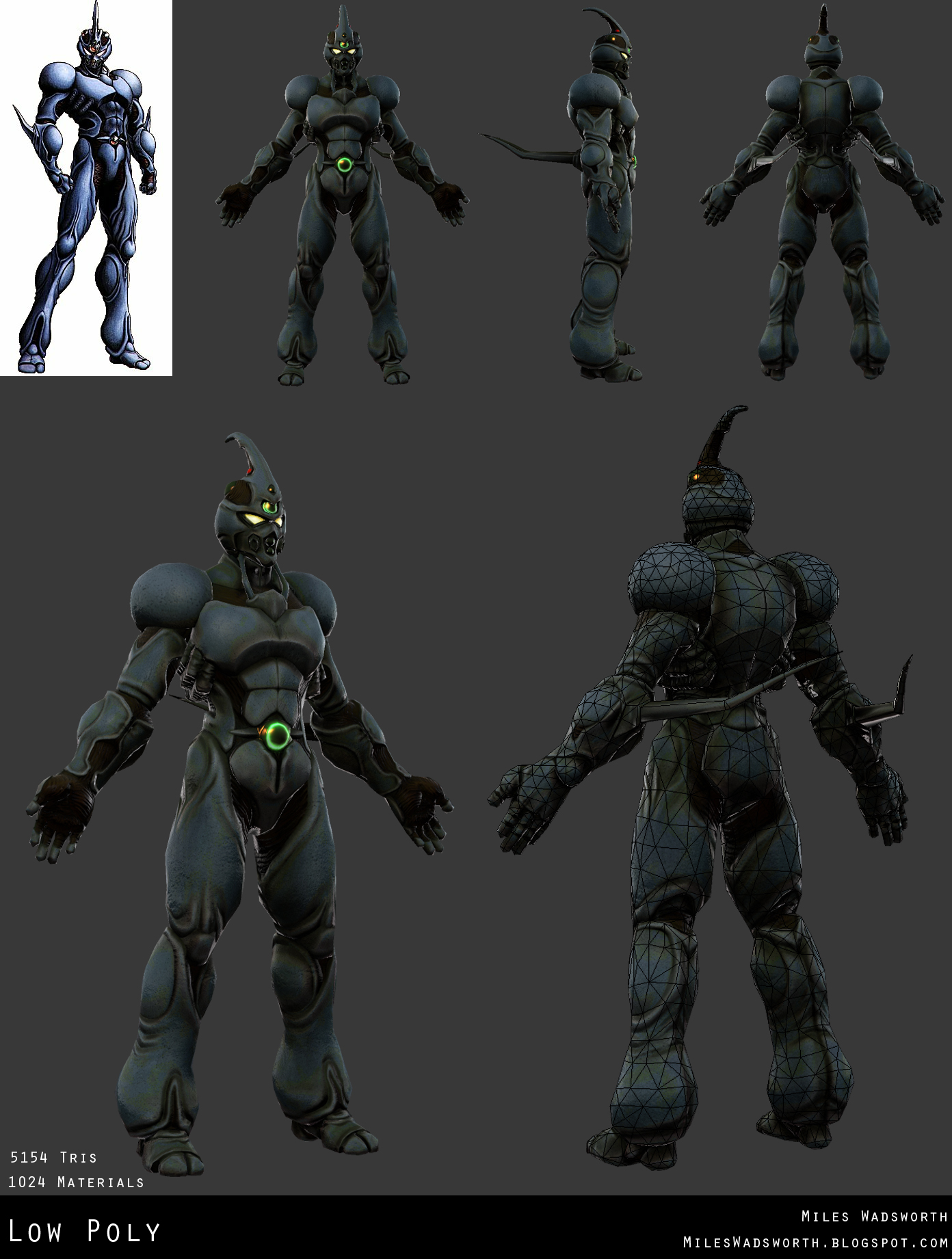 Guyver Low Poly Model Sheet