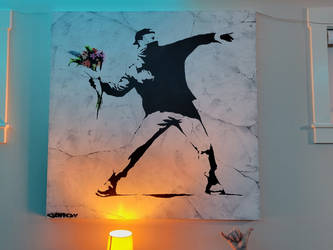 Banksy tribute 48x48 canvas