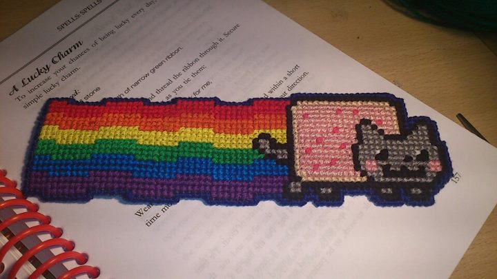 Cross Stitch Nyancat bookmark