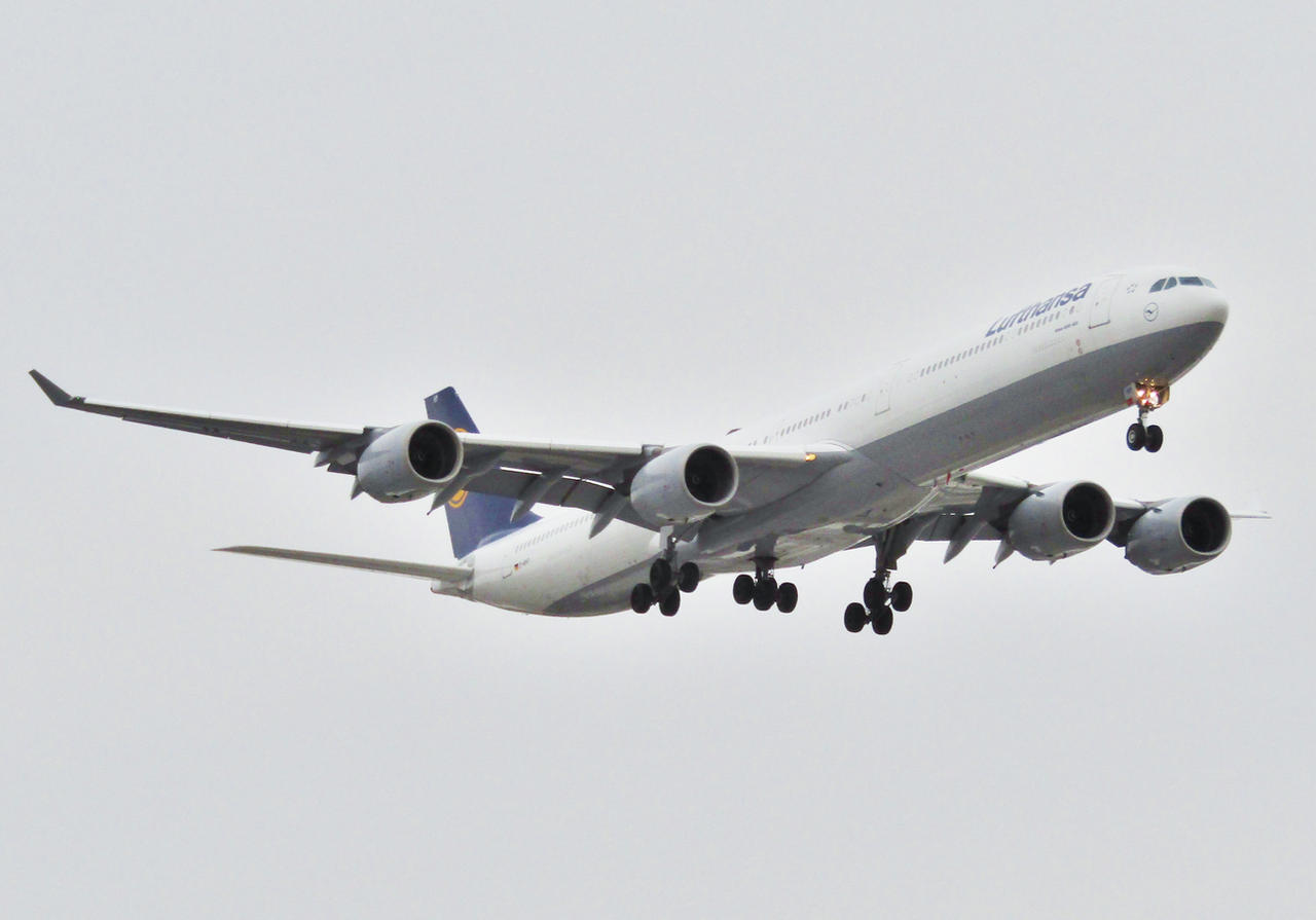 Lufthansa A340-600 on final