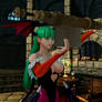 Morrigan Aensland reads an Elder Scroll