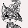 Witchy Kitty zentangle
