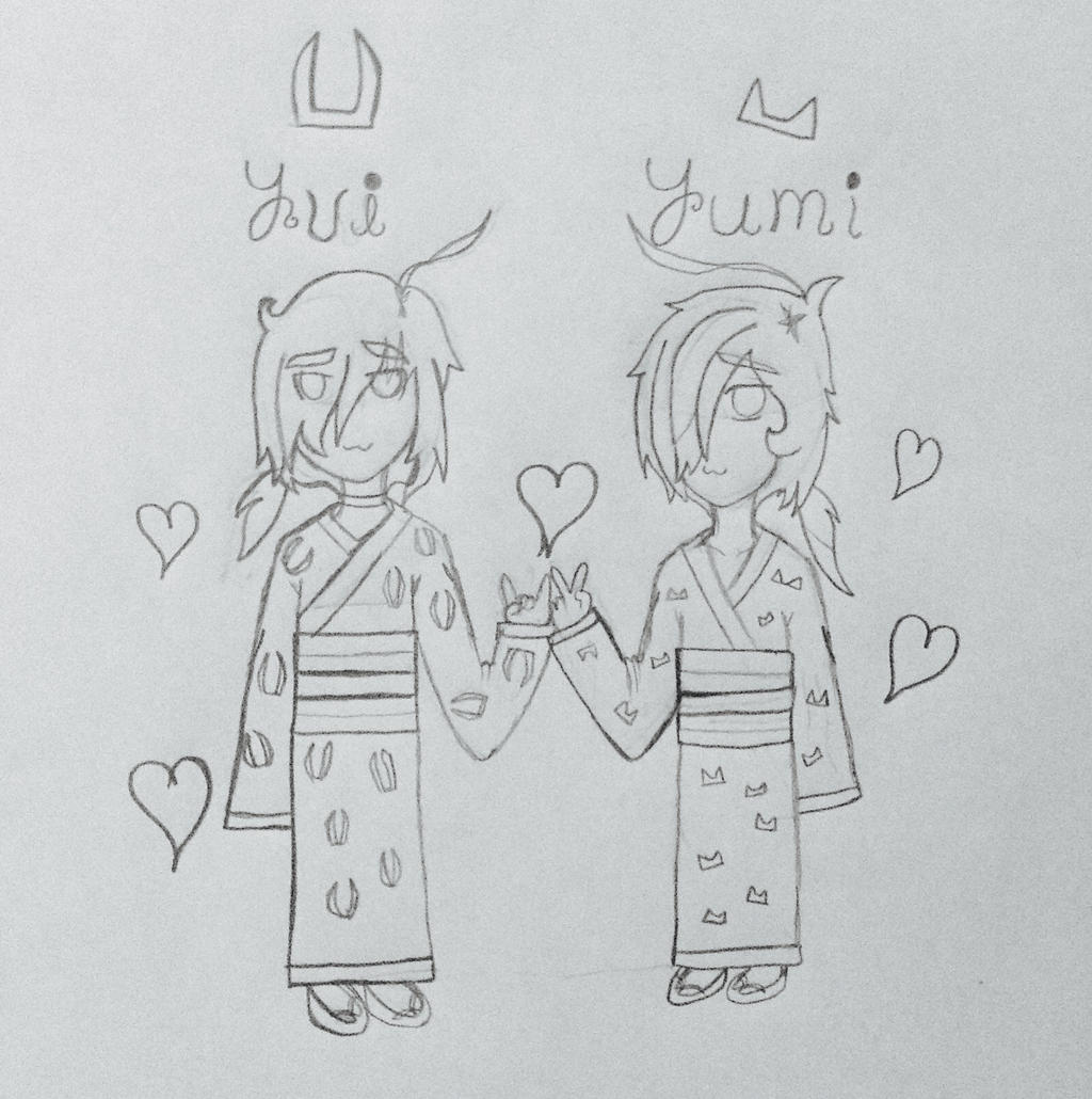 AT: Yui and Yumi in Kimonos:3 (Uncolored)