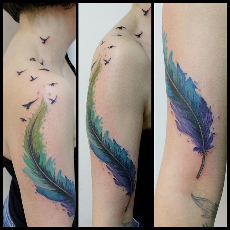 Acheter Fluorescent Star Feather Blue Luminous Fake Tattoo Tattoo