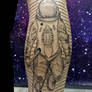 astronaut dotwork tattoo