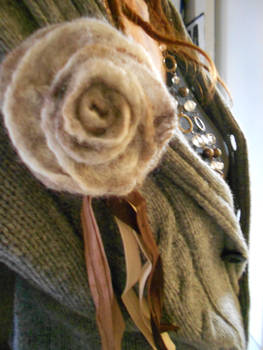 felted rose brooch