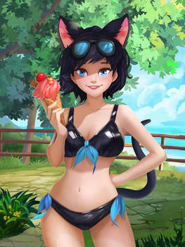 Catgirl in bikini