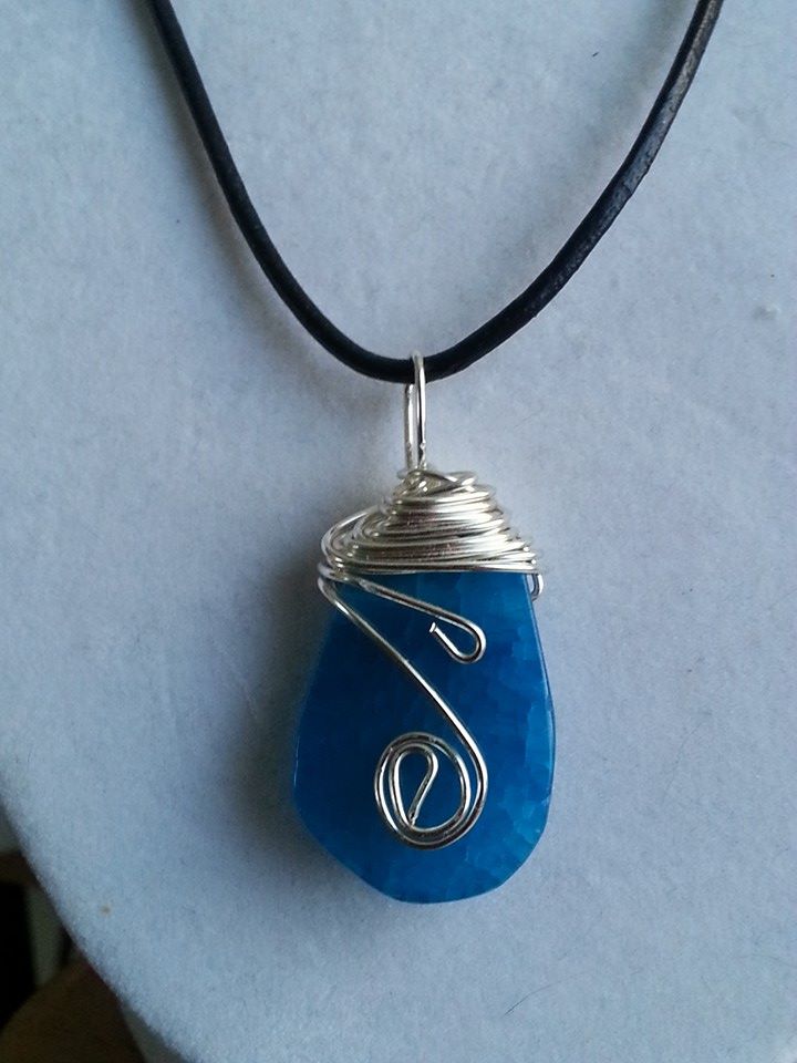 Wire wrapped blue stone