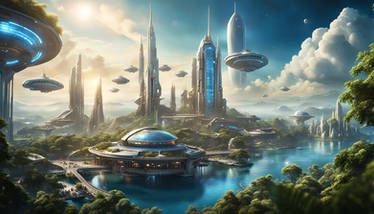 Painted World Qpq City Surrounded By Blue Sky Abo