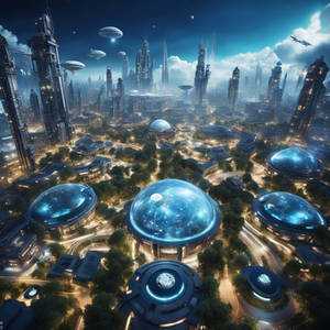 Painted World Qpq City Surrounded By Blue Sky Abov