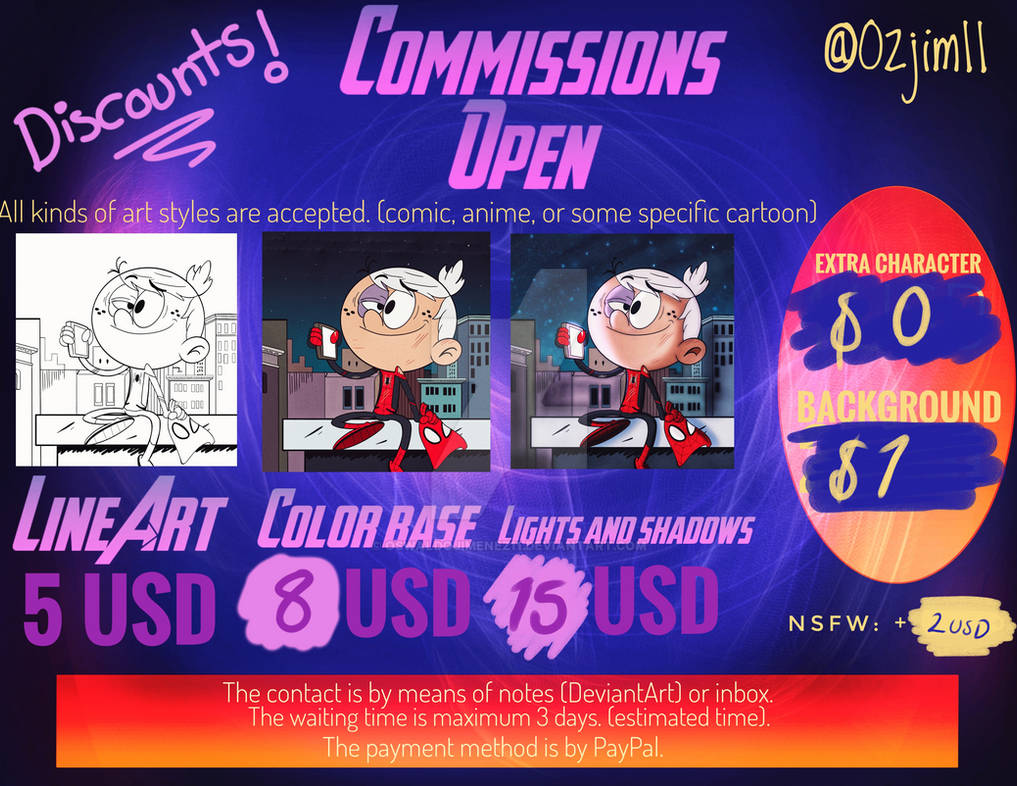Deviantart Promotion Discounts on commissions by oswaldojimenez11 on DeviantArt
