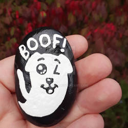 Ghost Dog - painted rock