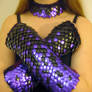 Knitted Scale Glove and Choker Set (black/purple)