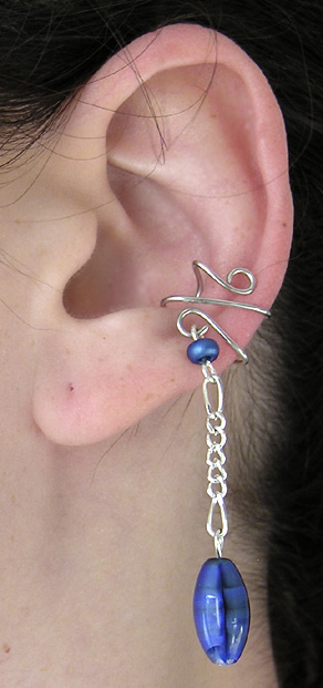 Blue Drop Ear Cuff