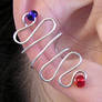 Blue and Red Curvy Ear Cuff