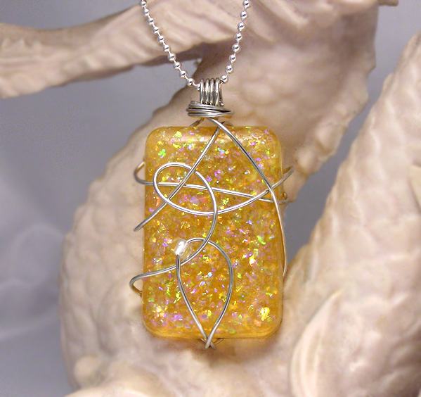 Wire Wrapped Amber Pendant