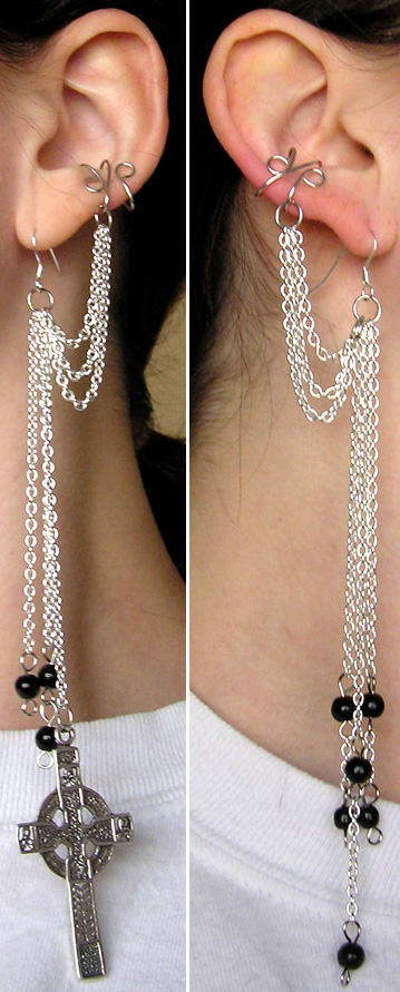 Cross Chain Earrings