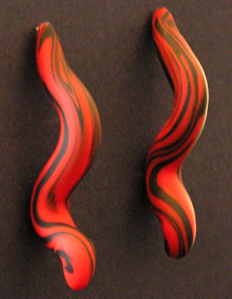 Red and Black Swirl Earrings