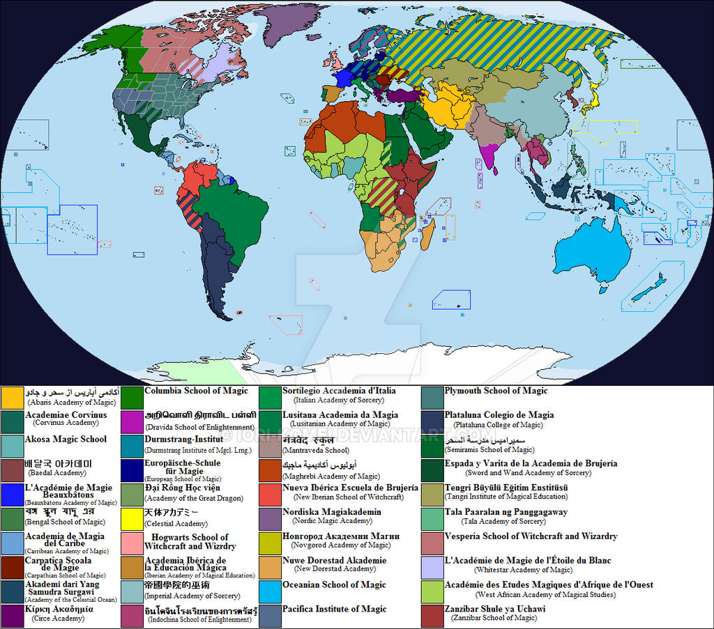 Old/Outdated Potterverse Magic Schools Map