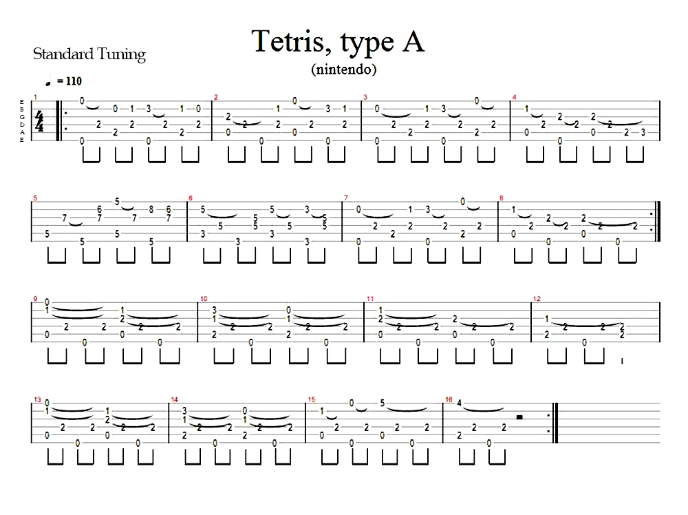 Tetris Theme A  (guitar Tab) Fingerstyle