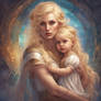 Blonde Ethereal Goddess Holding Her Child 