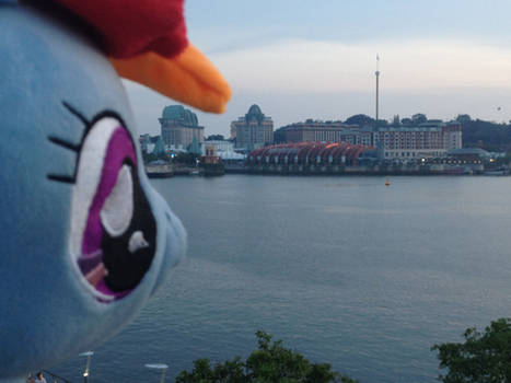 Rainbow Dash looking at Resorts World Sentosa