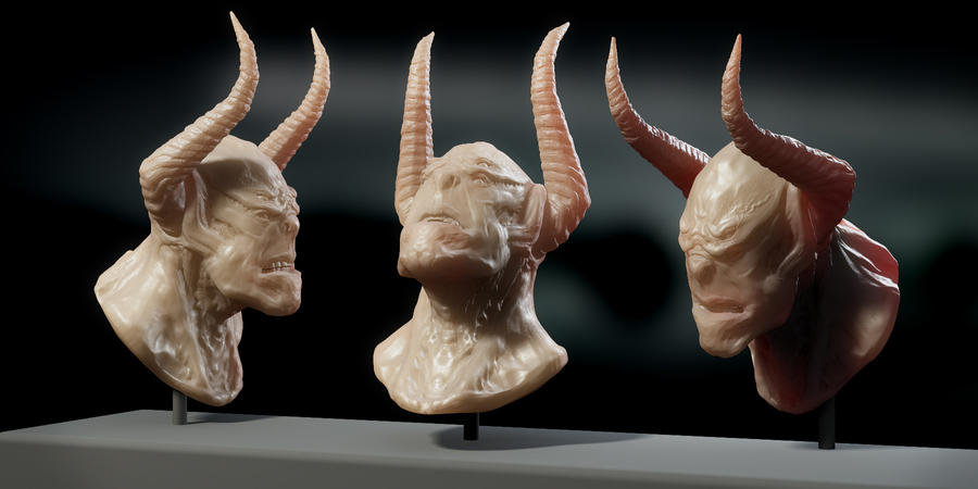 Demon head sculpture