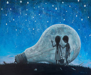 The night we broke the Moon - oil painting