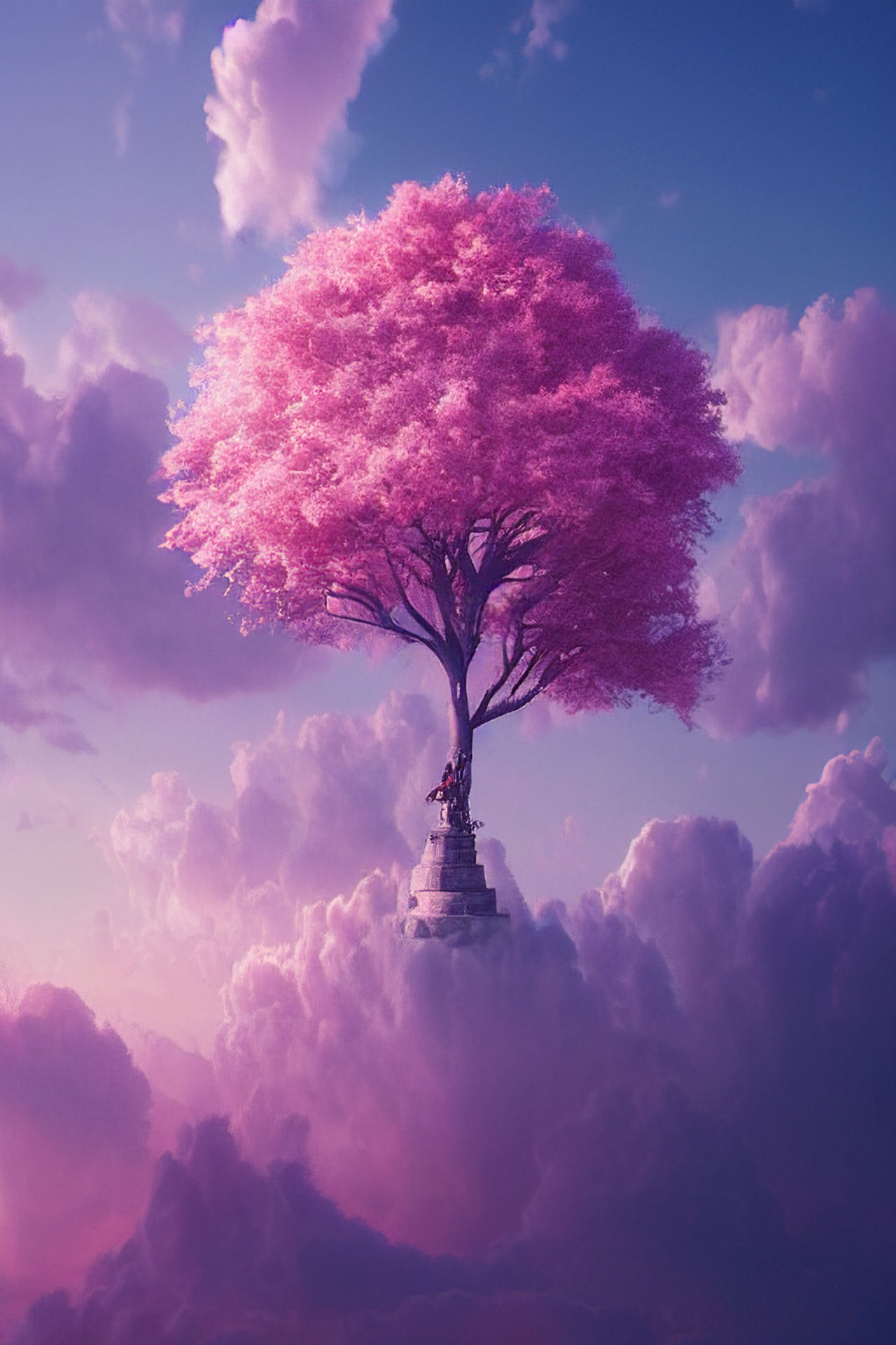 A pink tree growing out of little fluffy clouds by nightyrighty on ...