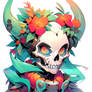 [OPEN] Floral Skull Demon Portrait - Adoptable