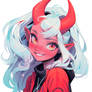 [OPEN] Cute Red Demon Girl Portrait - Adoptable